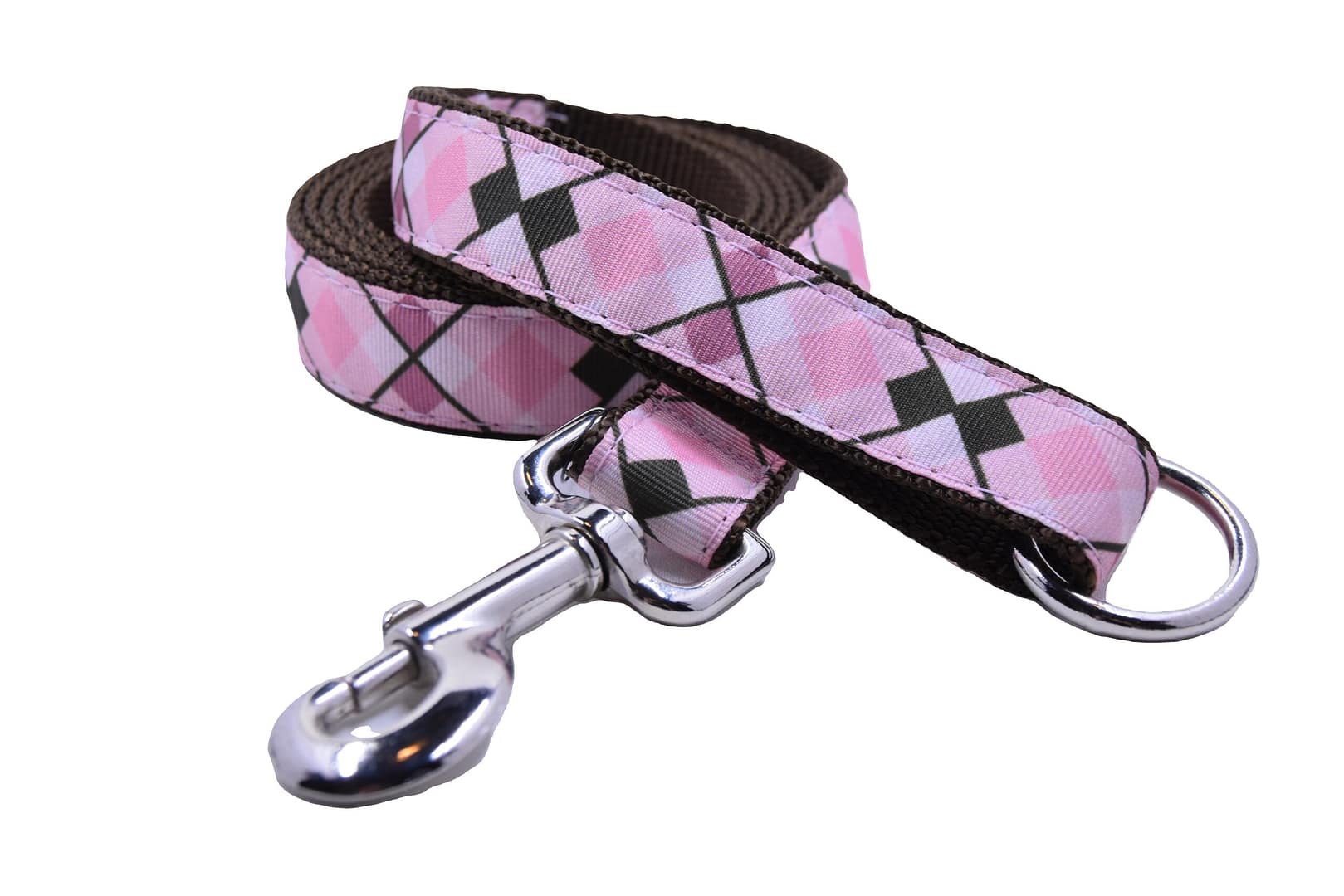 Pink and Brown Argyle Leash