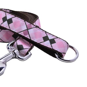 Pink and Brown Argyle Leash